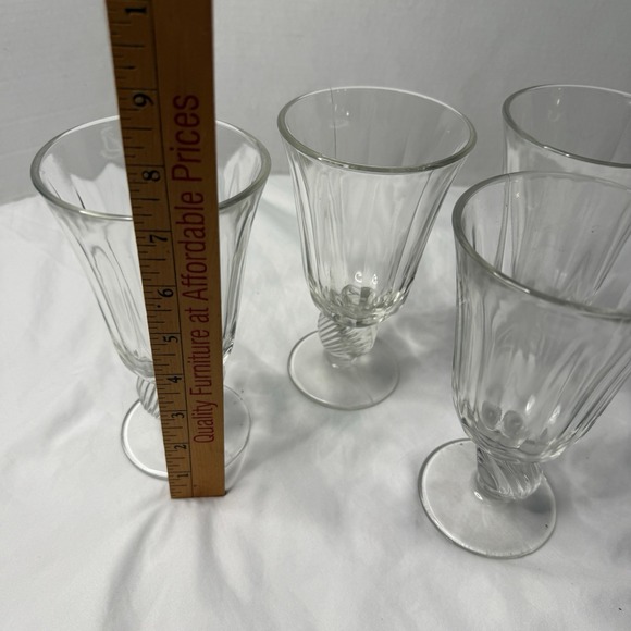 6 Fostoria Captiva 7" Water Glasses Clear Shell Design Base Coastal Dinner Serve - Picture 6 of 8